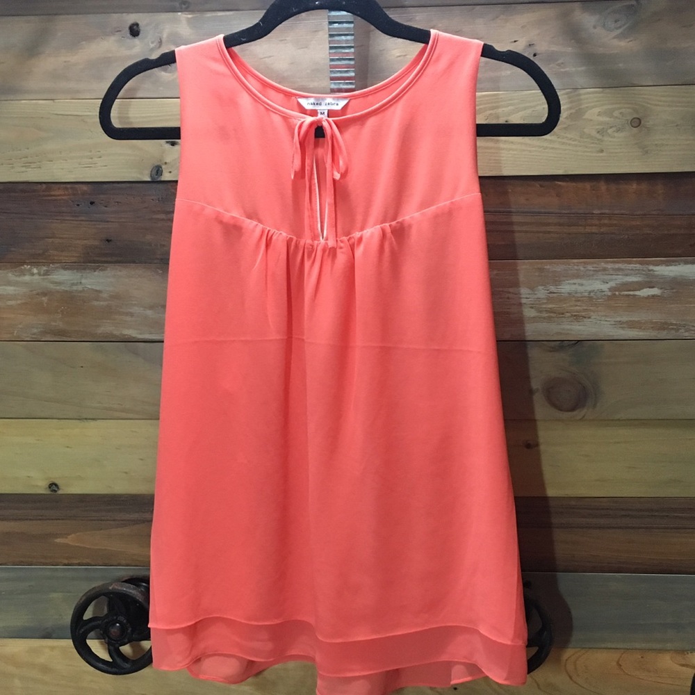 Coral sleeveless Blouse