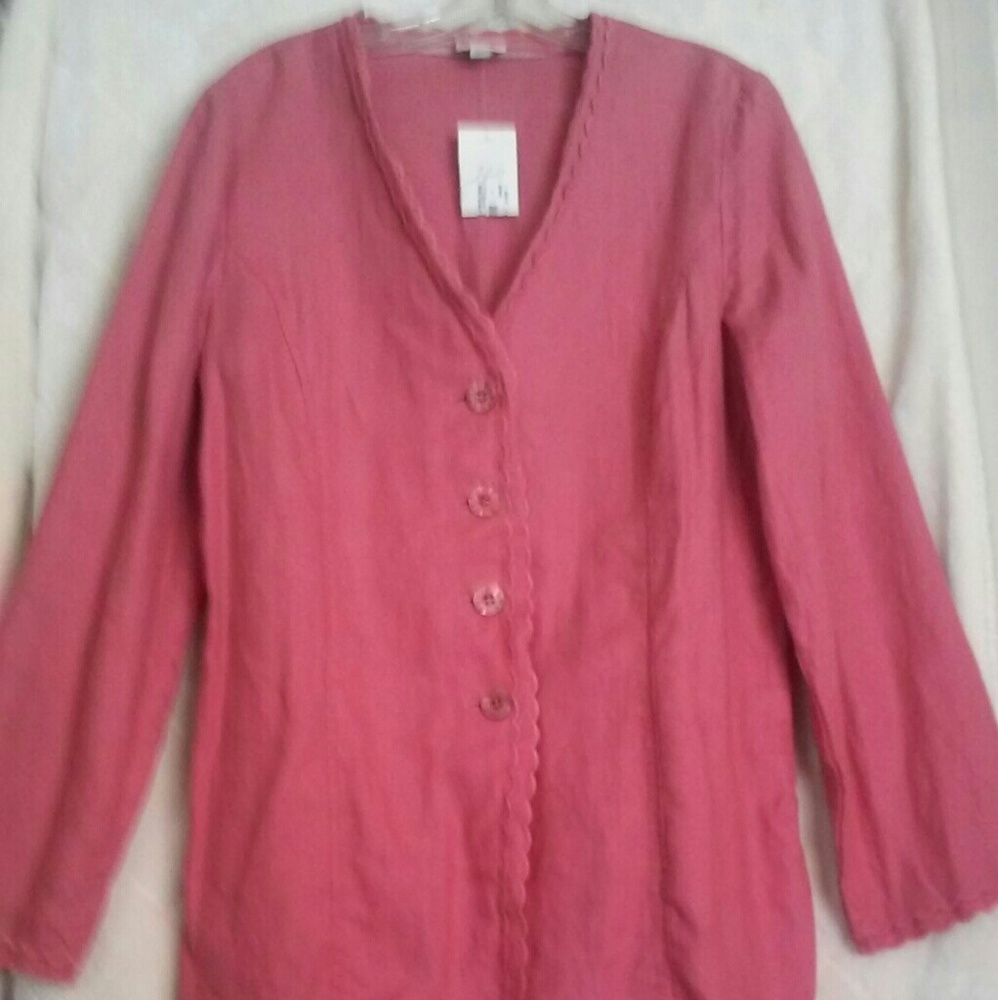 Jjill adorable scalloped edge linen jacket..