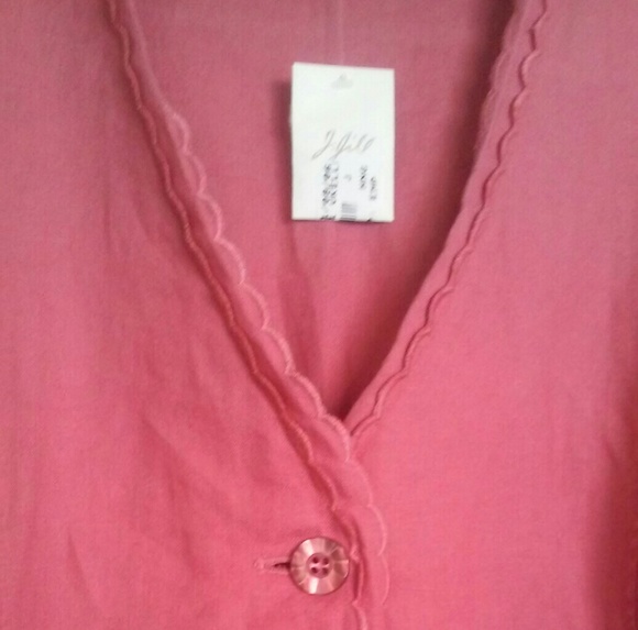 Jjill adorable scalloped edge linen jacket.. - Picture 2 of 4