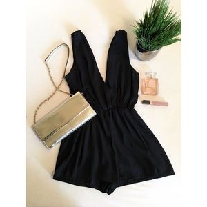 Honey Punch Black V-Neck Romper