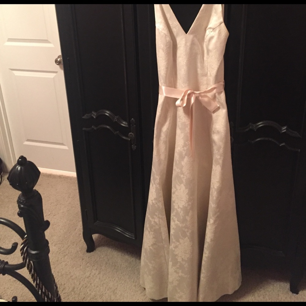 Cream A-Line Floor Length Gown