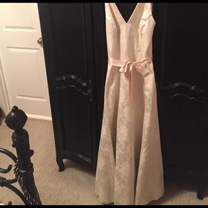 Cream A-Line Floor Length Gown
