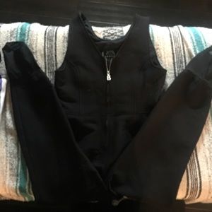 Ski one piece pants with stirrups.