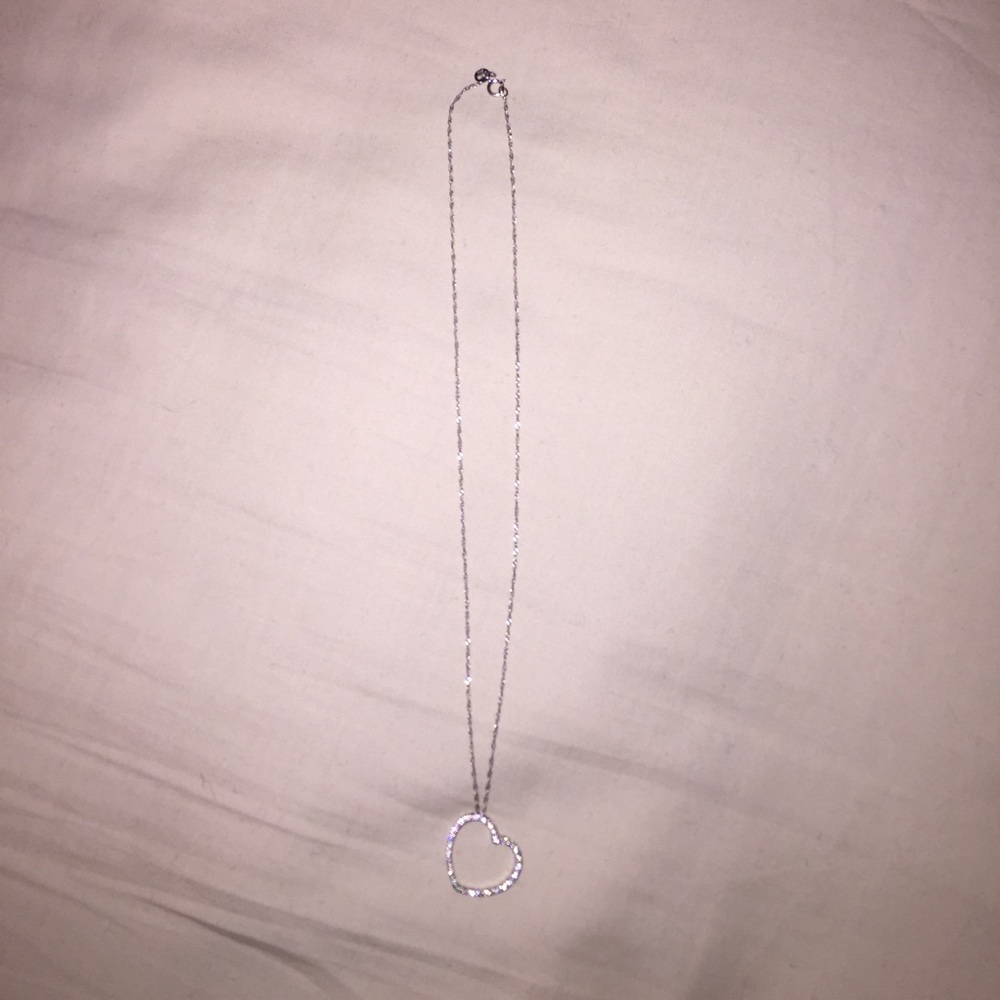 14K floating heart diamond necklace