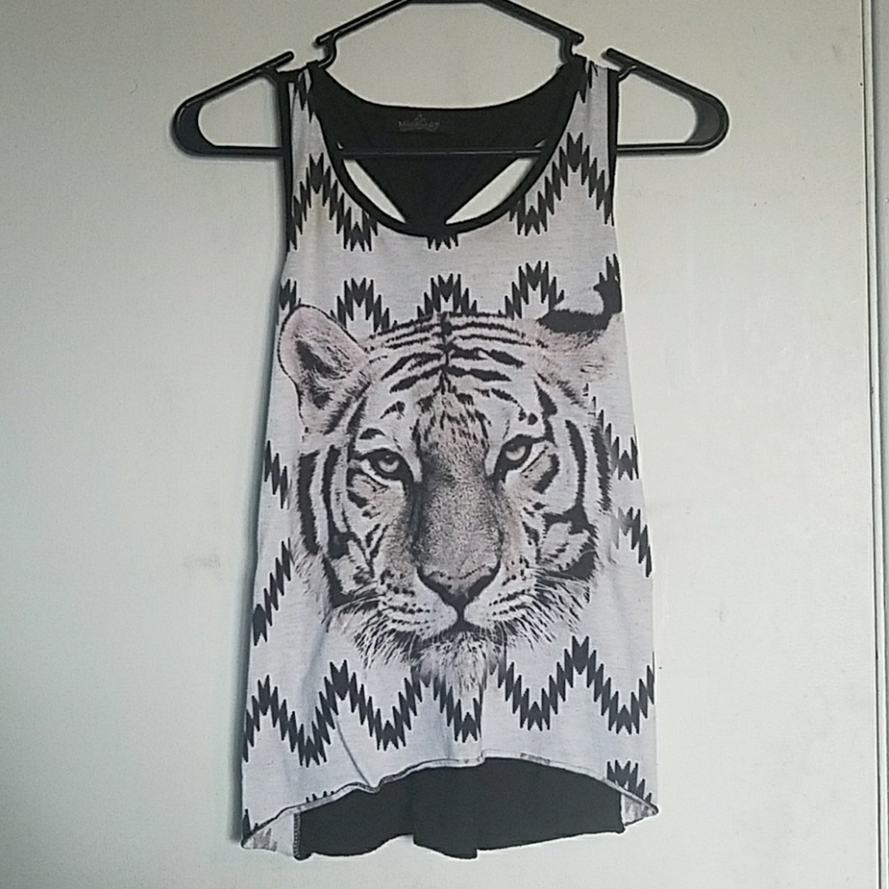 Black and white tiger tank top