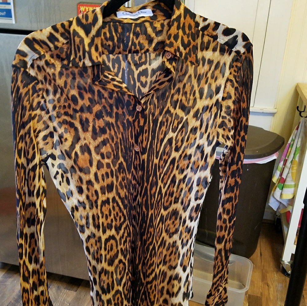 Leopard print Dior silk blouse