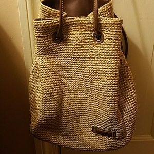 Straw backpack style purse