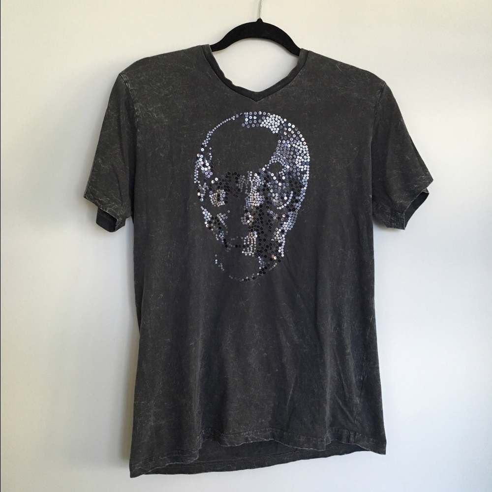 Washed look skeleton T shirt