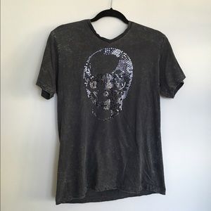 Washed look skeleton T shirt