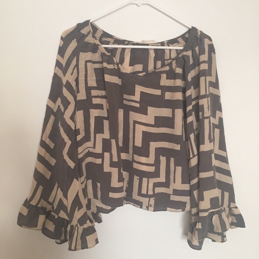 Silk Blouse with bell sleeves from anthropologie