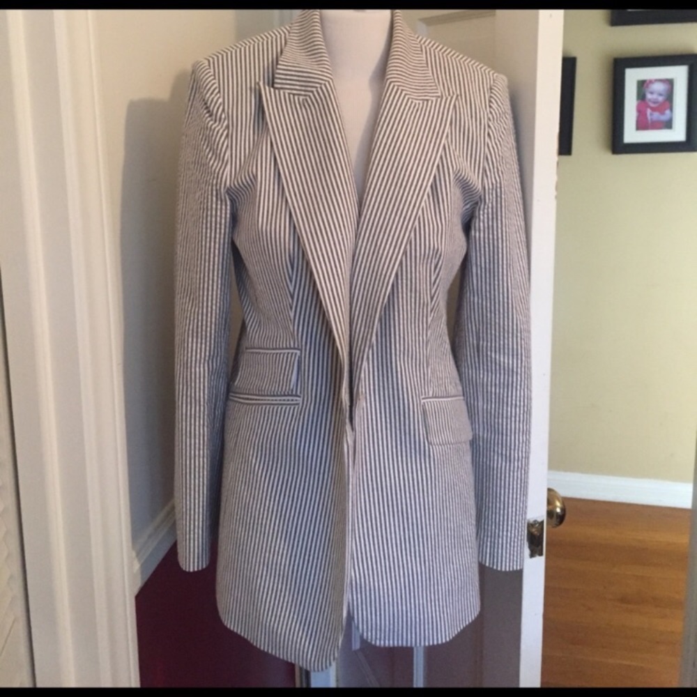 Seersucker grey and white pant set