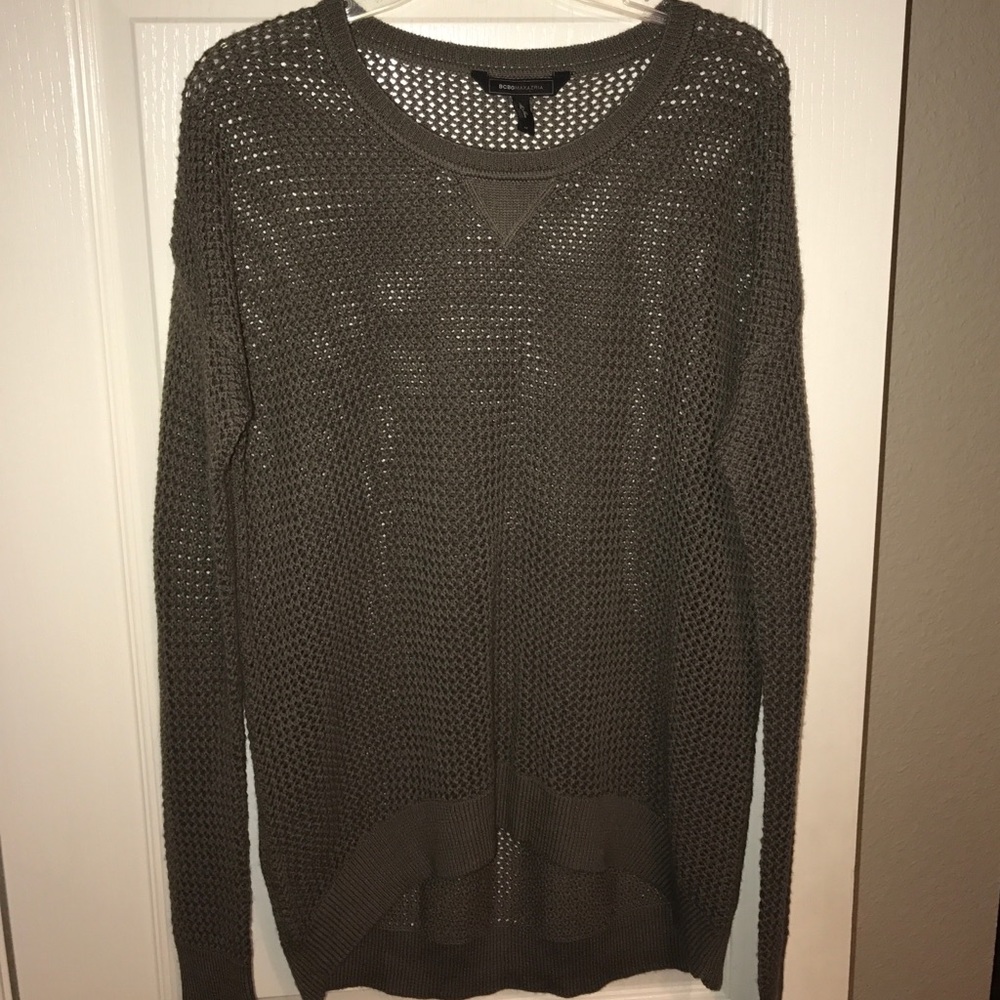 BCBG Maxazria High Low Sweater, Dusty Olive, Med