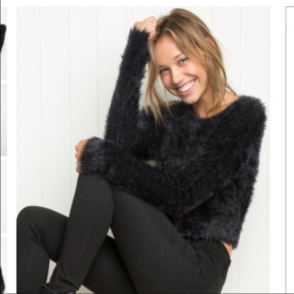 Brandy Melville Tops - Black Fuzzy Brandy Sweater