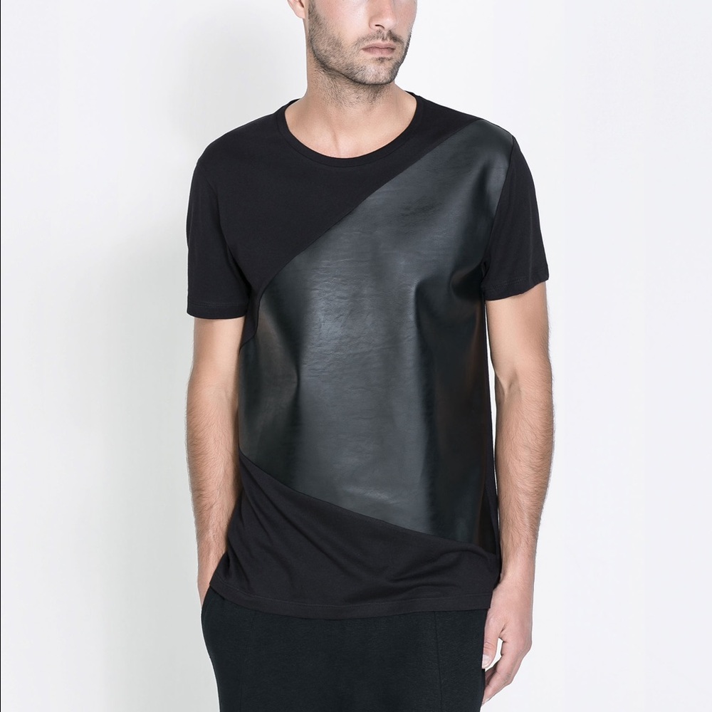 Zara leather t shirt