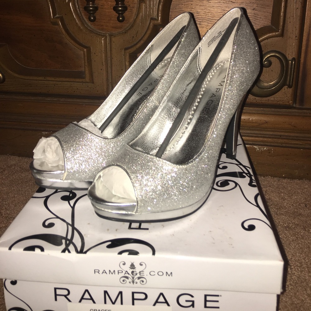 Glitter open toed heels
