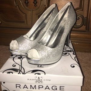 Glitter open toed heels