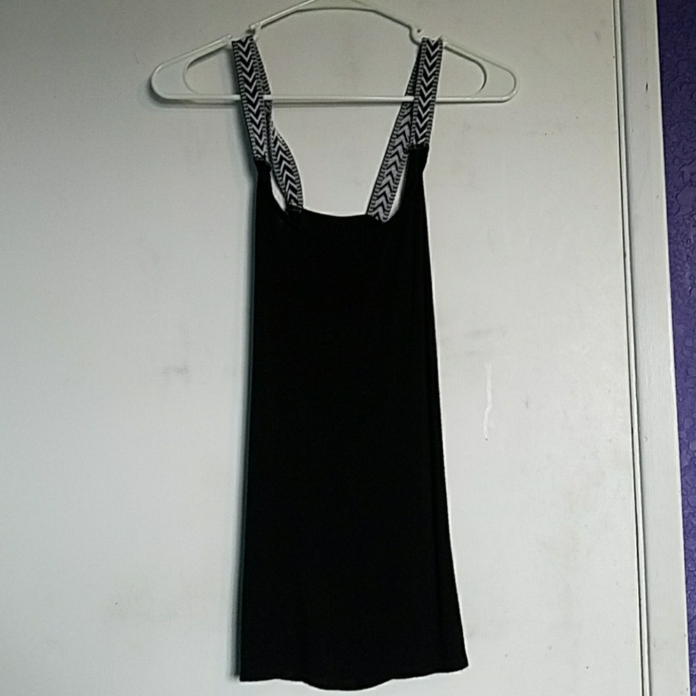 Black crochet strap tank top