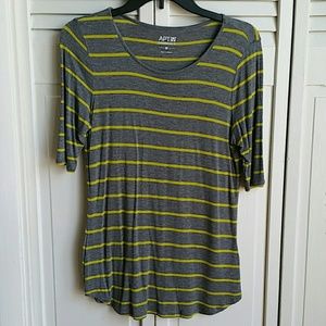 Apt. 9 Kohl's Gray and Yellow Striped Shirt