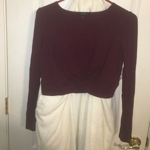 Burgundy knot crop top