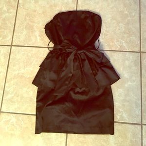 Black silk strapless cocktail dress