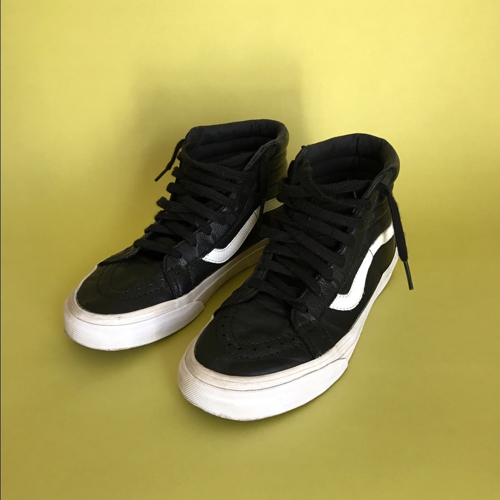 Vans women's leather sk8-hi shoes black