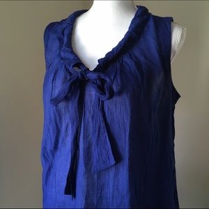 Merona Royal Blue Sheer Tie Neck Tank, large Merona Royal Blue Sheer Tie Neck Tank, large