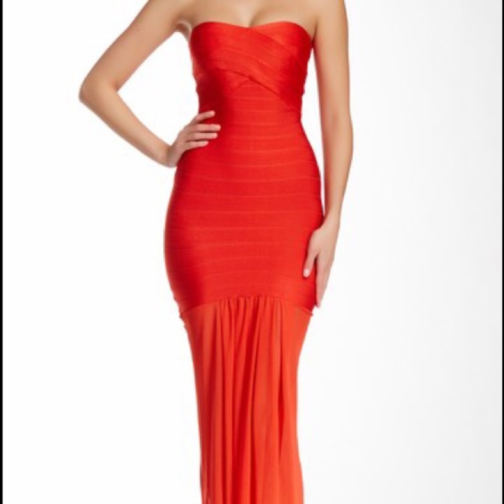 Wow couture red bandage dress with lower mesh