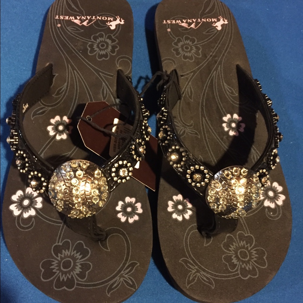 Brand New Montana West Baseball Bling Flip Flops