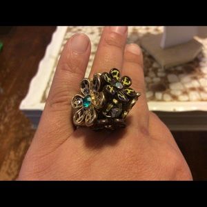 Betsey Johnson Cluster Cheetah Print Flower Ring