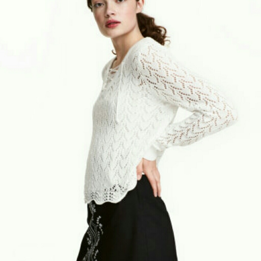 H&M lace up v neck top