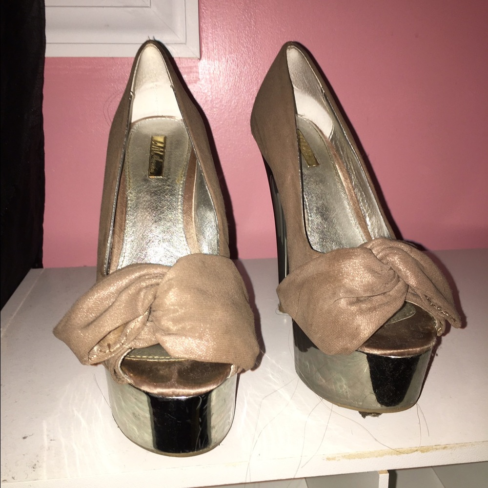 Taupe high heel platform shoes