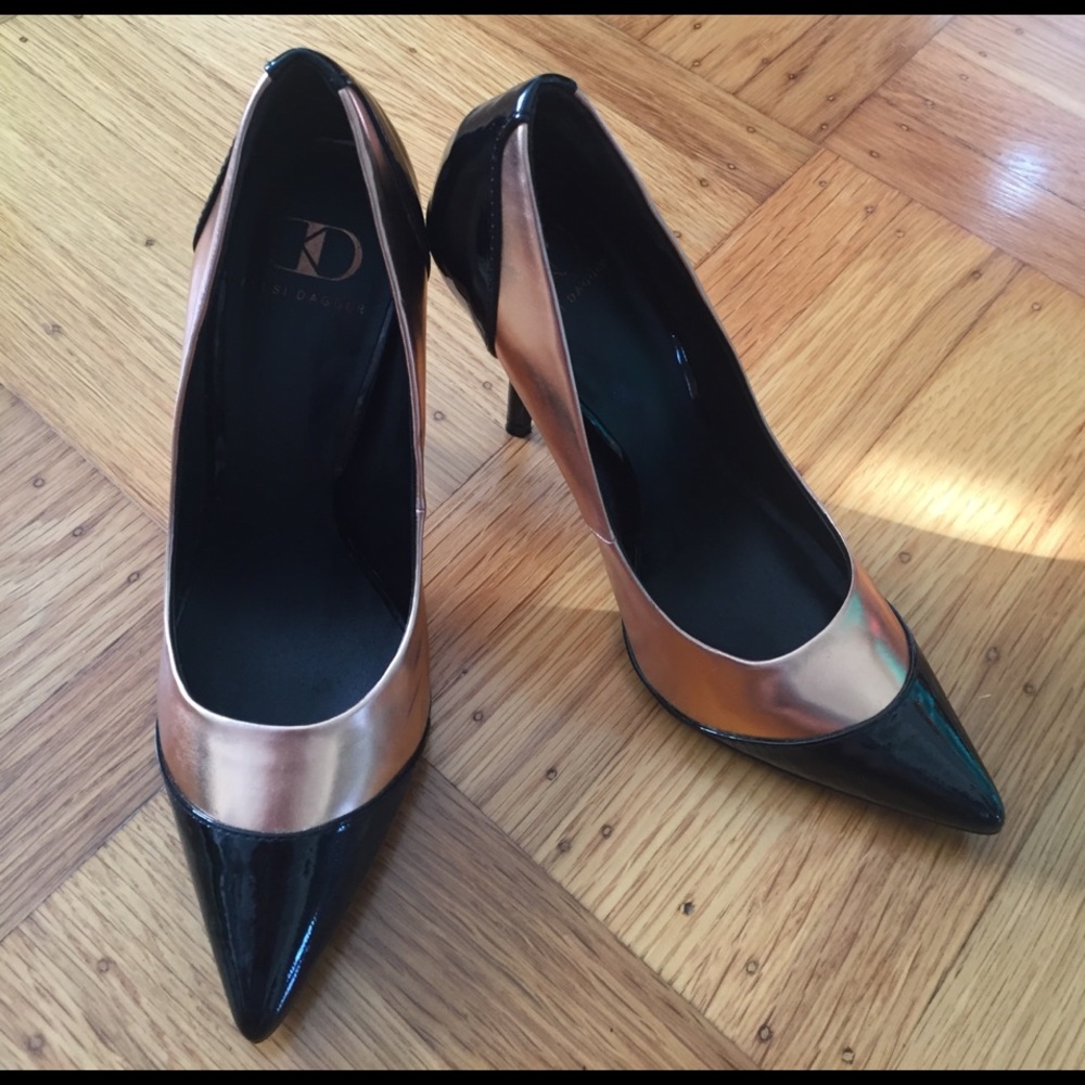 Kelsi Dagger Charley rose gold and black heels