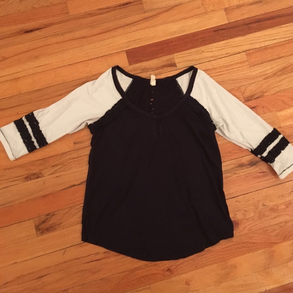 Free People Lace Baseball Tee