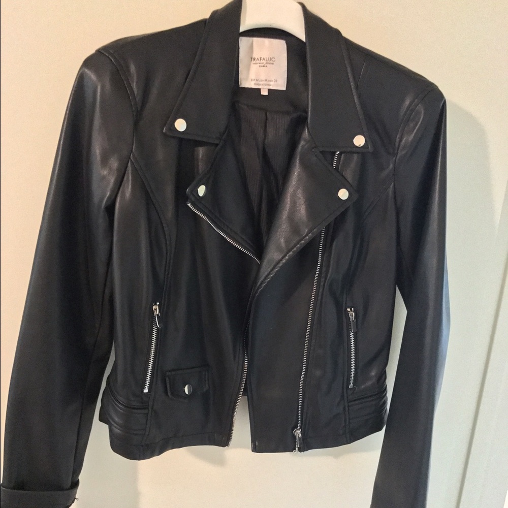 Zara faux leather black jacket women's size Medium