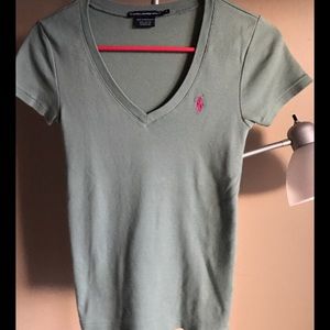 Light Green Polo T-Shirt with Pink Horse