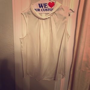 Anne Klein crow neck collar shirt cream