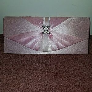 Shimmery Pink silver folded evening bag