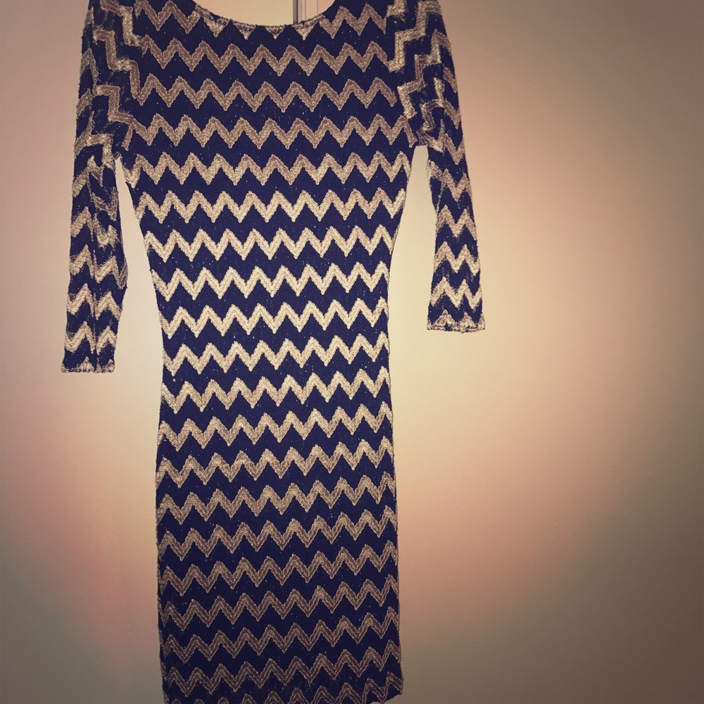 Black and Gold chevron party dress
