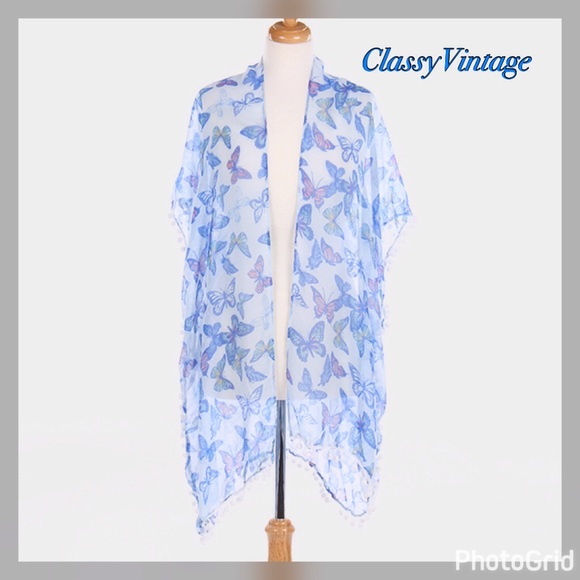 boutique Tops - Blue kimono or beach cover