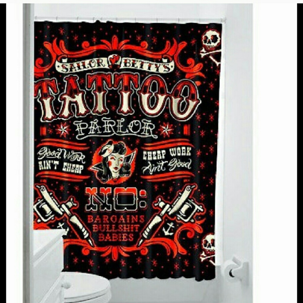 Rockabilly tattoo shower curtain