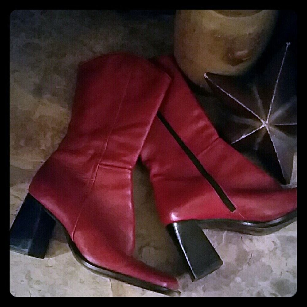 Red Leather Boots