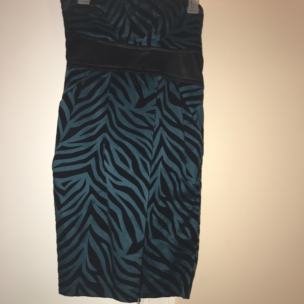 Tube dress blue and black dress with black ribbon