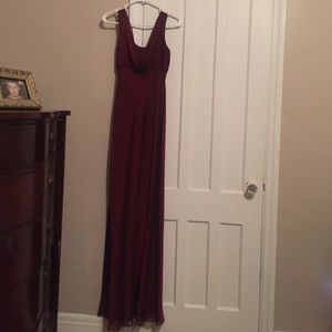 Michaelangelo maroon dress from David's Bridal.