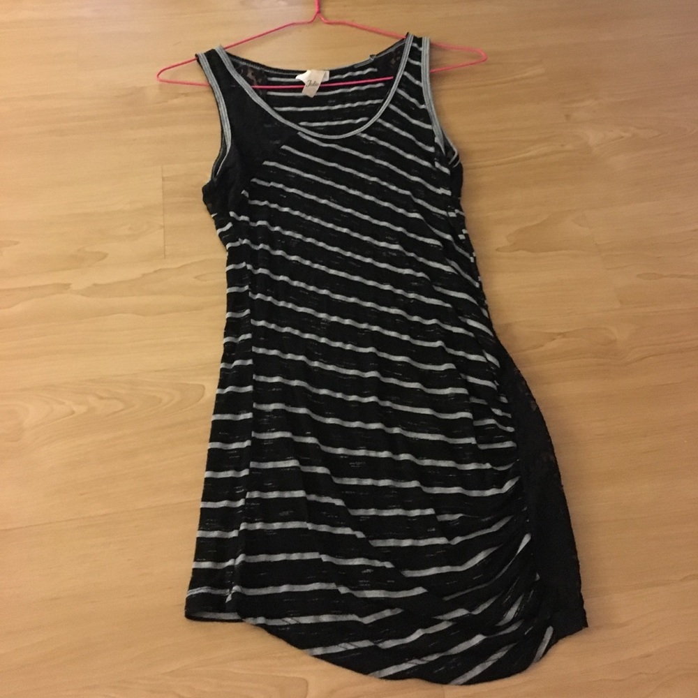 Striped Soft with Lace Accents Tank, Medium