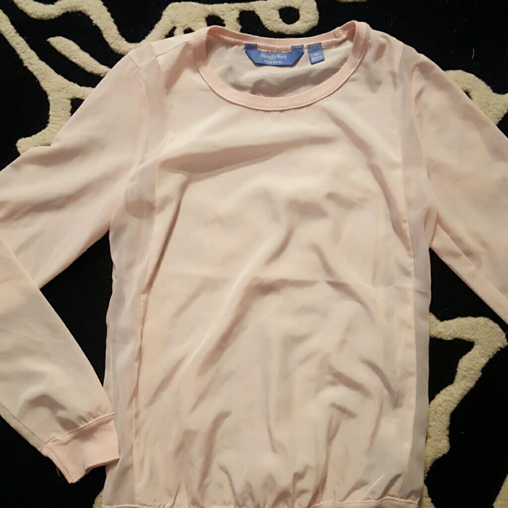 Blush pink Vera Wang long sleeve silky top