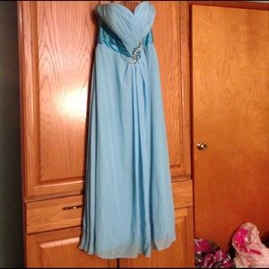 Strapless blue floor length
