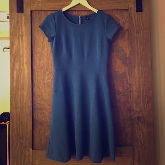 NEW! Ann Taylor Blue Seamed Flare Dress - Picture 2 of 4