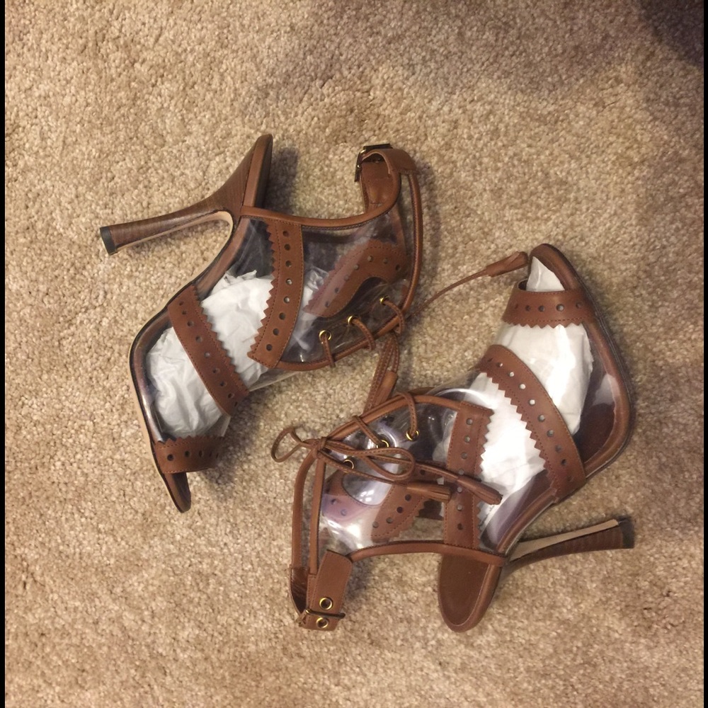 Leather transparent heels