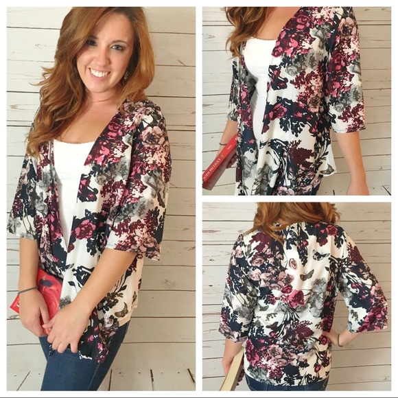 Tops - Floral Chiffon Kimono