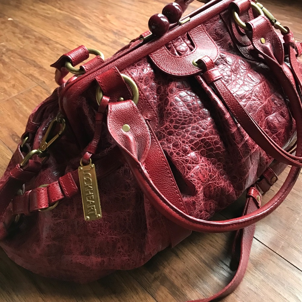 50% OFF LOCKHEART Red Leather Large Satchel